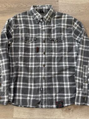 Speed and Strength Black Nine Flannel Shacket Zip Aramid Reinforced Mens Sz M